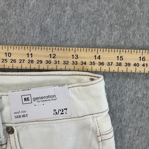 Regeneration by Celebrity Pink Short WMNS 5/27 Cream Denim Shortie Mid Rise Boho - Picture 7 of 9